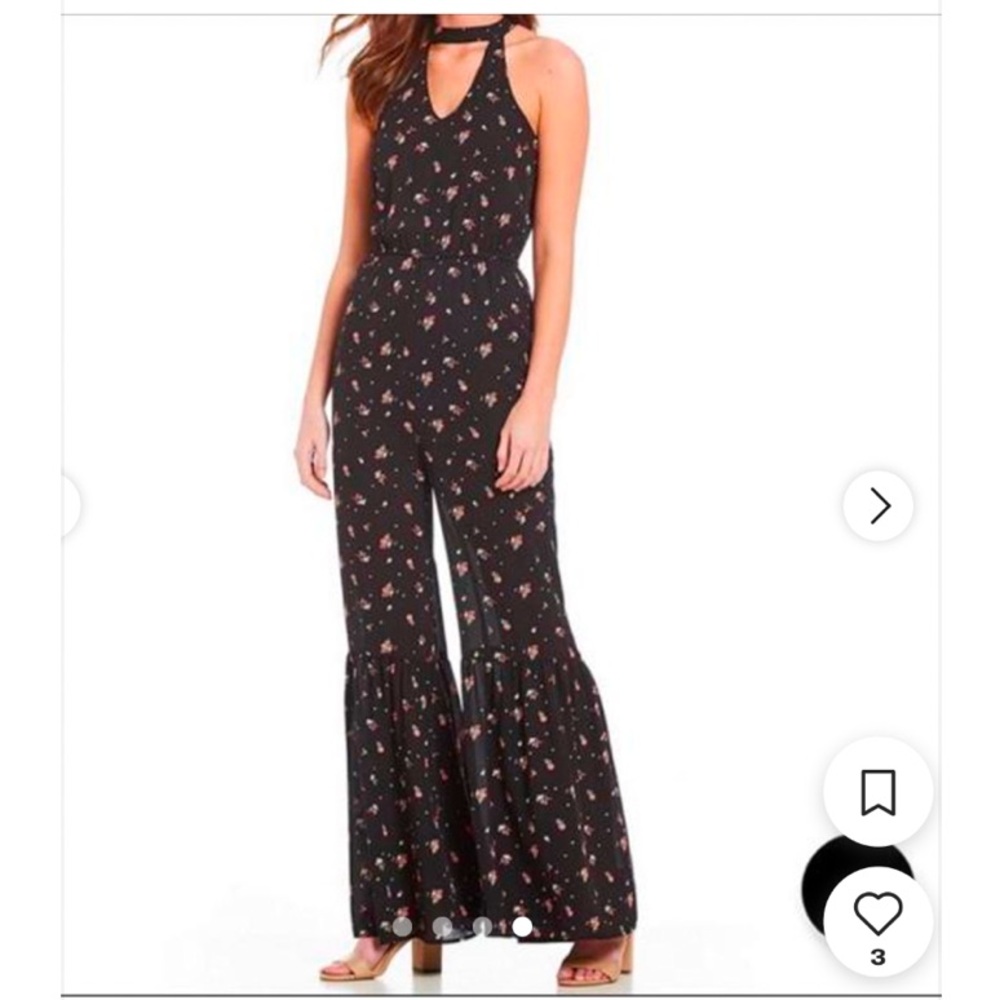 Jack by BB Dakota Black and Red Floral Jumpsuit